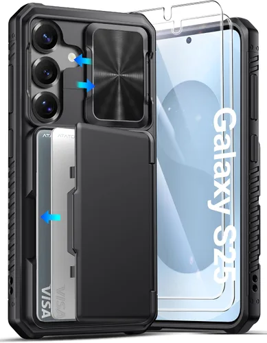 Vista 11 de ATATOO Funda tipo cartera para Samsung Galaxy S25, tarjetero integrado (3-5 tarjetas) [bloqueo RFID] y cubierta de cámara deslizante, protección