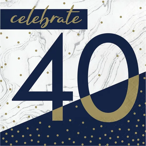 Vista 6 de Trendware Servilletas de cumpleaños número 18 azul marino y dorado, 48