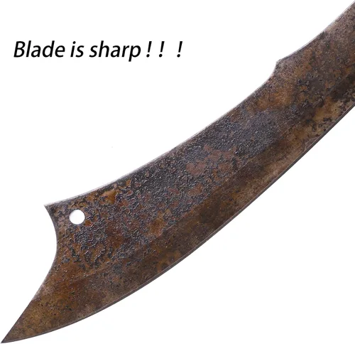 Vista 7 de Espada de hoja de acero fundido hecho a mano, hoja afilada, espiga completa, con cubierta protectora de cuero, espada de metal, todo hecho de metal