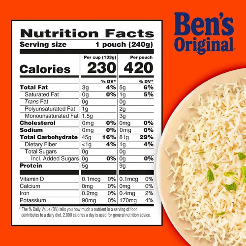 Vista 11 de BEN'S ORIGINAL Arroz Basmati Listo, Guarnición Fácil, Bolsa de 8.5 oz (Paquete de 6)