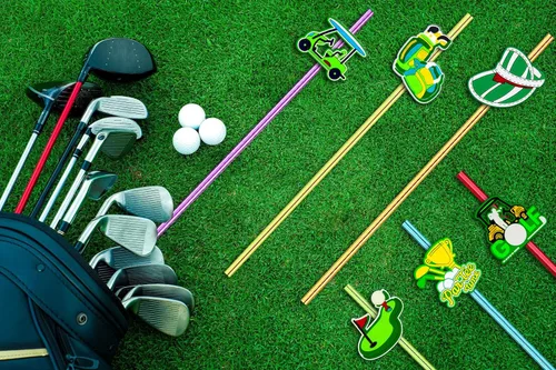 Vista 5 de 24 popotes rectos reutilizables con temática de golf para bolsas de regalo de fiesta de golf, popotes diarios, fiestas de cumpleaños, reuniones