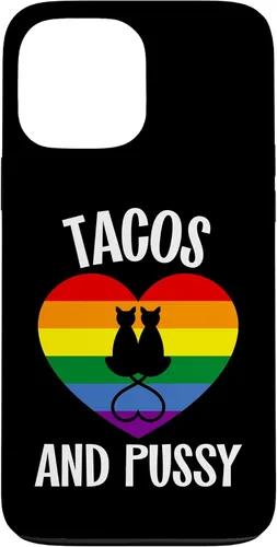 Vista 23 de Funda Queer para iPhone 14 Pro Max Lesbian Pride Stuff Tacos y Pussy Cats