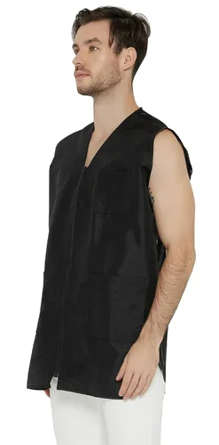 Vista 7 de PERFEHAIR Chaleco estilista de peluquero para hombres, chaqueta de peluquería de peluquería de peluquería, ropa de bata-negro