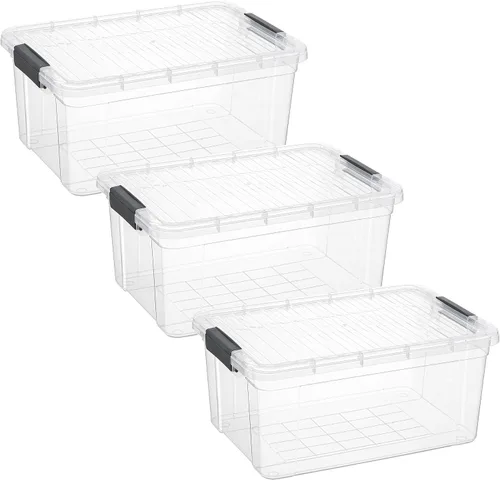 Vista 115 de Superio - Contenedores de almacenamiento de plástico transparente de 1.27 cuartos de galón con tapas, contenedores organizadores apilables, cajas