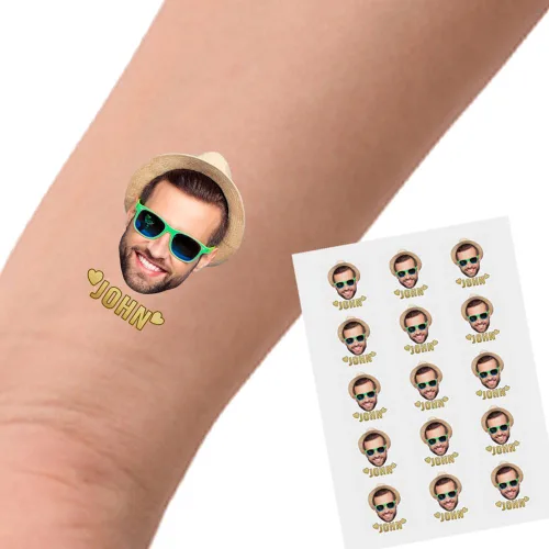 Vista 22 de YESCUSTOM Tatuajes temporales personalizados con foto, tatuaje facial personalizado con logotipo para adultos, parejas, mujeres, hombres, tatuajes