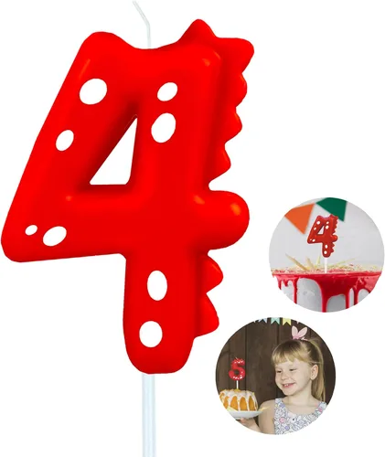 Vista 22 de Velas de cumpleaños con número (0 velas rojas) con forma de dinosaurio, velas de pastel de feliz cumpleaños para decoración de fiesta de cumpleaños