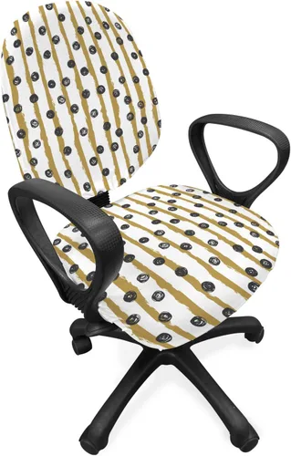 Vista 19 de Lunarable Funda para silla de oficina tribal, diseño azteca, nativo americano, geométrico, simbolismo étnico con espirales de triángulos, elástico
