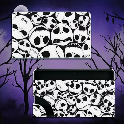 Vista 3 de BelugaDesign Skulls Switch Skin - Calcomanía de vinilo gótico Nightmare Halloween Horror Compatible con Nintendo Switch OLED