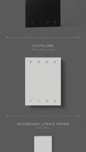 Vista 4 de BLACKPINK BORN PINK - 2º álbum de caja de álbum versión CD+Photobook+papel de letras de acordeón+tarjeta fotográfica grande+postal+película