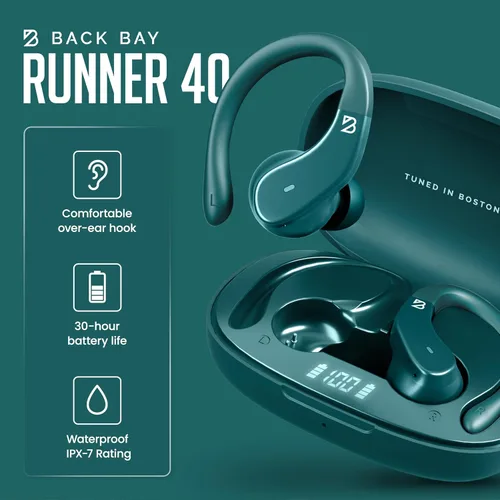 Vista 3 de Back Bay Audio - Auriculares inalámbricos Bluetooth para corredores de Back Bay Audio, con gancho para colocar sobre la oreja, graves profundos