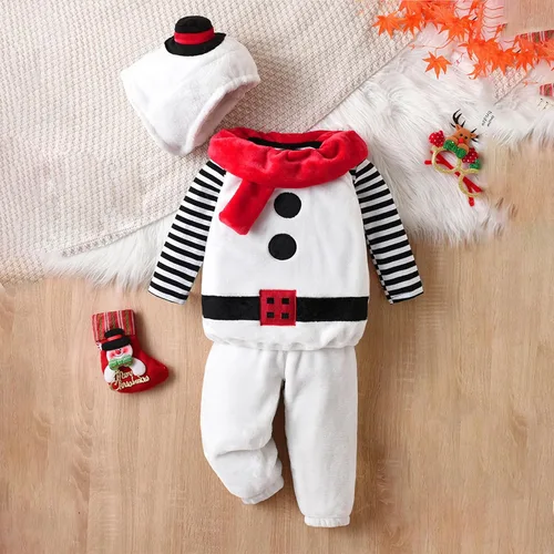 Vista 4 de MAINESAKA Conjunto de disfraz de Navidad para bebé, niño y niña, disfraz de Papá Noel, disfraz de monstruo peludo verde