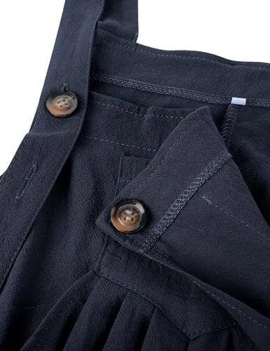 Vista 4 de Overol casual con pechera para mujer, de pierna ancha, tirantes delgados ajustables, con bolsillos