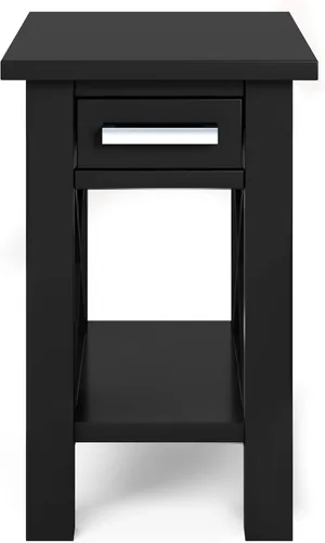 Vista 5 de SIMPLIHOME Kitchener - Mesa auxiliar cuadrada de madera maciza de 21 pulgadas de ancho, color marrón Contemporary accent table with X-design, a