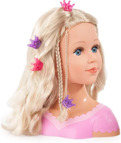 Vista 3 de Bayer: Cabeza para peinar Charlene 27cm con cabello rubio, maquillaje y accesorios para juego creativo Doll with long eyelashes, 10.6 inch height