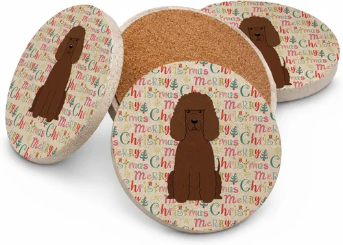Vista 145 de Abyssinian Sand Terrier Merry Christmas - Posavasos grandes de piedra arenisca (4 unidades)