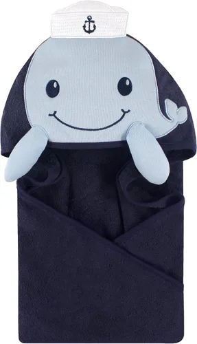 Vista 14 de Little Treasure Toalla unisex de algodón con capucha con cara de animal para bebé, elefante de flor, talla única