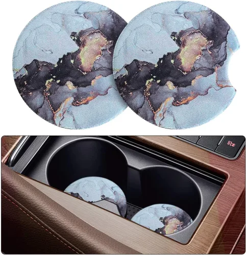 Vista 23 de Posavasos absorbentes para automóvil para bebidas, paquete de 2 bonitos portavasos para mujeres con agarre en la punta de los dedos, accesorios