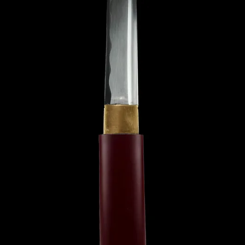 Vista 4 de MAKOTO Handmade Sharp Samurai Shirasaya Sword Wooden Scabbard Saya Borgoña mate.