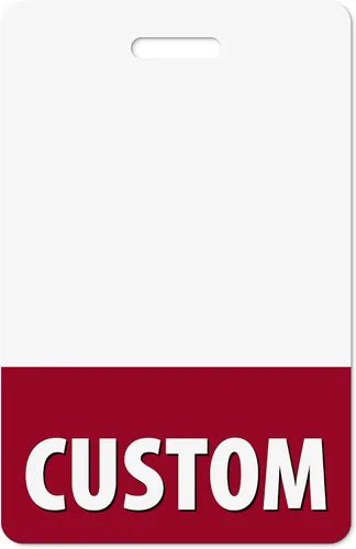 Vista 25 de Insignia de identificación personalizada, en color rosa bebé, vertical de identificación, tarjeta trasera de doble cara, duradera y resistente al