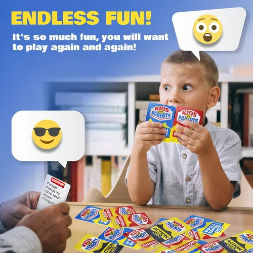 Vista 5 de Kids VS Parents - Un divertido juego familiar con iniciadores de conversación y desafíos divertidos - Juego de cartas para niños, adolescentes