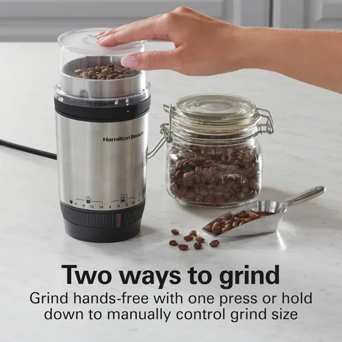 Vista 10 de Hamilton Beach Molinillo de café eléctrico Custom Grind para 4 a 14 tazas, operación de una pulsación sin usar las manos con apagado automático