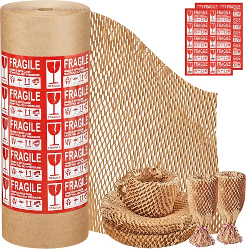 Vista 12 de JARLINK - Papel de embalaje de panal de abeja, rollo de burbujas de 15 pulgadas x 213 pies para embalaje