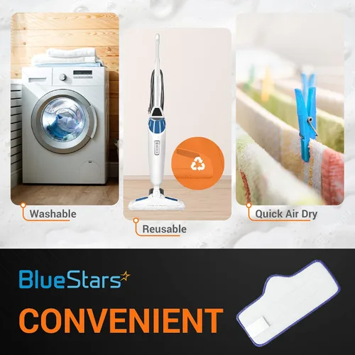 Vista 5 de BlueStars Paquete de 8 almohadillas de microfibra compatibles con limpiadores de vapor Dupray Neat – Duradero, reutilizable y lavable a máquina