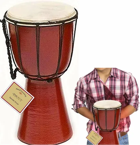 Vista 8 de Tambores Djembe Drum Djembe es un tambor de copa cubierto de piel de cabra con cuerda, tocado por manos estilo África occidental (4x8) Diseñado