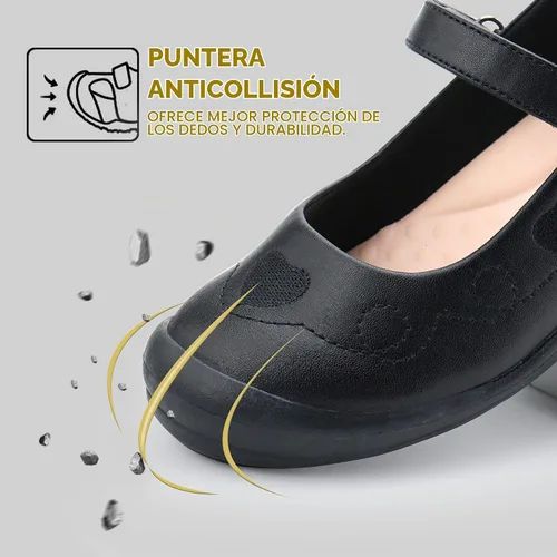 Vista 3 de firelli Zapatos de uniforme escolar Mary Jane para niña, zapatos de vestir cómodos para niñas Negro