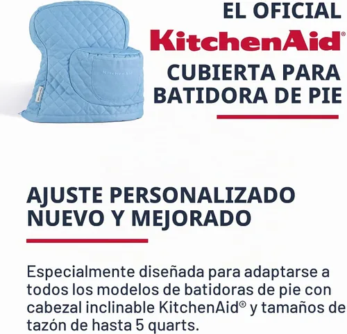 Vista 7 de KITCHENAID Funda ajustable para batidora de pie inclinable con bolsillo de almacenamiento, acolchada 100% algodón, 14.4 x 18 x 10 pulgadas