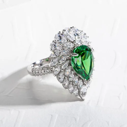 Vista 4 de 4CT-7CT Cubic Zirconia Cocktail Rings Pear CutHeart CutRadiant Cut 5A Grade Simulated Diamond CZ Statement Engagement Promise Ring for Women