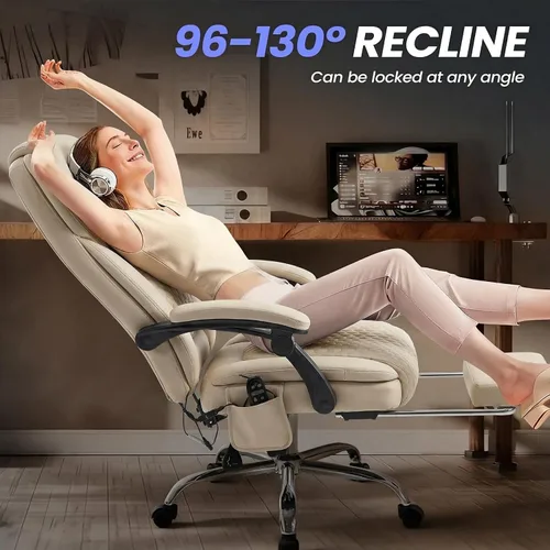 Vista 5 de MALOL Silla de oficina de masaje de 300 libras, silla de escritorio grande y alta con 3 niveles de calor y reposapiés, silla ejecutiva ergonómica
