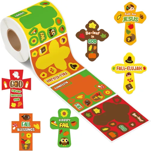 Vista 12 de Haooryx Fall Pumpkin Stickers Roll, 300 Pcs Make Your Own Halloween Pumpkin