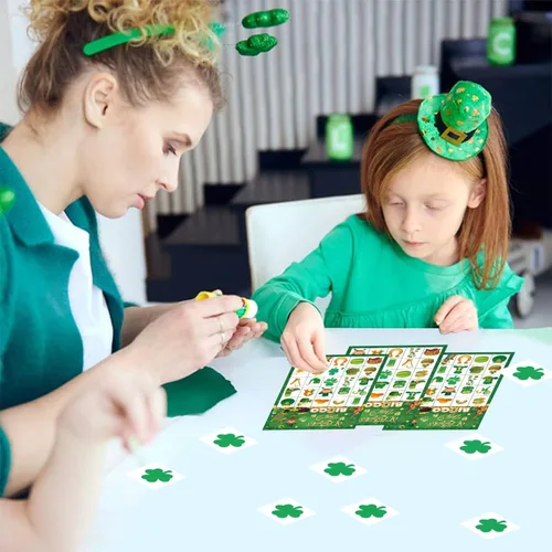 Vista 4 de JGCWorker Juego de Bingo del Día de San Patricio - Divertidos Suministros de Fiesta para Niños y Adultos, 24 Jugadores, Tarjetas de Manualidades