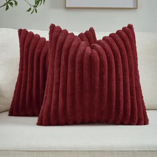 Vista 55 de FUTEI Pack of 2 Faux Fur Throw Pillow Covers 20x20 Inch, Navy Blue Azul marino