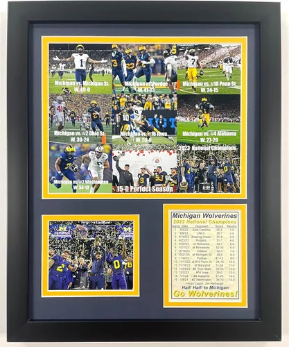 Vista 8 de Fútbol de Michigan Campeones Nacionales del CFP 2023 Collages de Fotos Enmarcadas con Doble Mate (30 cm x 38 cm, Mosaico)