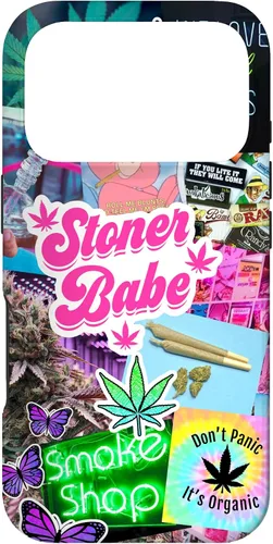Vista 30 de Girly Stoner - Funda para iPhone 17 con collage de cannabis, marihuana 420