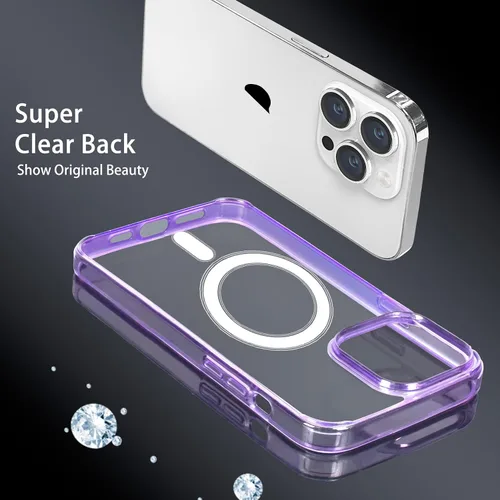 Vista 6 de Funda magnética compatible con iPhone 13 Pro, compatible con carga inalámbrica MagSafe, parte trasera transparente antiarañazos, a prueba de golpes