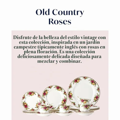 Vista 5 de Royal Albert Old Country Roses – Juego de vajilla de 20 piezas