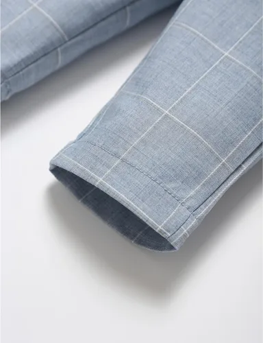 Vista 19 de Conjunto de chaleco para bebés y niños pequeños, camisa corta con corbatín y pantalones, trajes elegantes