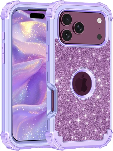 Vista 27 de LONTECT Funda para iPhone 15 Plus con purpurina brillante 3 en 1, a prueba de golpes, resistente, híbrida, resistente, funda protectora de alto