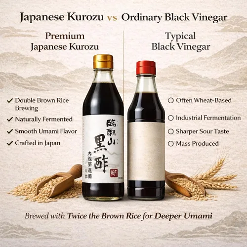 Vista 2 de Vinagre negro japonés – UCHIBORI Rinkosan Kurozu, auténtico vinagre doble de arroz integral naturalmente fermentado con rico sabor a Umami – Vinagre