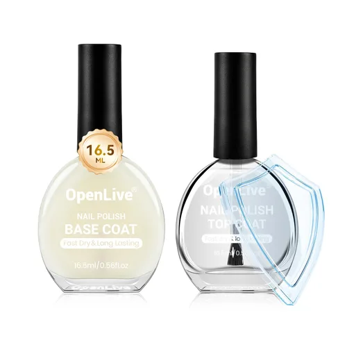 Vista 11 de OpenLive 2 esmaltes de uñas transparentes de capa superior brillante, esmalte de uñas regular de secado rápido, acabado de alto brillo, protección