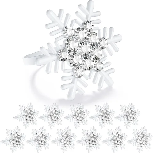 Vista 31 de ZeeDix Juego de 6 servilleteros de corona de Navidad, servilleteros de Navidad para servilletas de tela, servilleteros de Navidad para Acción