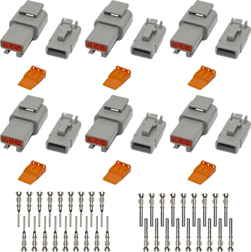 Vista 9 de Deutsch DTM - Conectores de 2 pines, 6 juegos, conectores de cable eléctrico impermeables con contactos estampados y enchufe de sello para camiones