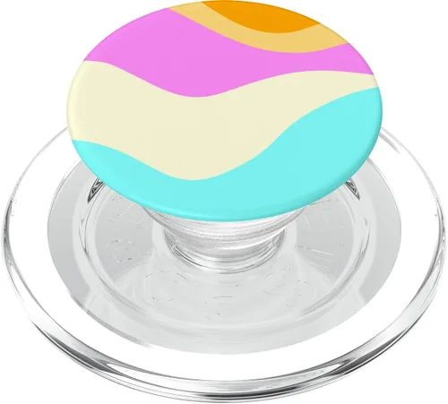 Vista 7 de Retro Waves Swirls Pastel Rainbow Wavy Stripes 70s Aesthetic PopSockets Adhesive PopGrip