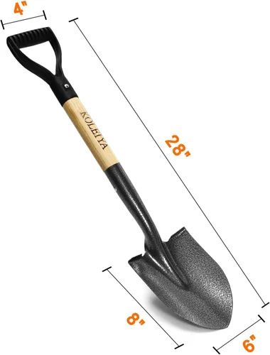 Vista 7 de KOLEIYA Pala pequeña de mango corto – 28 pulgadas de longitud total – Pala de arena de metal para niños para excavar y jardinería – metal + madera