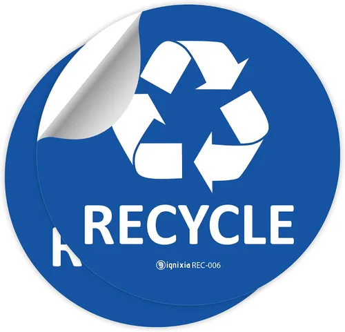 Vista 4 de IGNIXIA Calcomanías de reciclaje para contenedores de 6 x 6 pulgadas grandes (paquete de 2) calcomanías impermeables con protección UV para botes