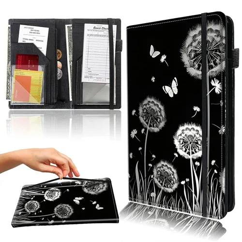 Vista 32 de Libro para camarera con bolsillo con cremallera, de piel sintética, lindo libro para camarera, libros de servidor, restaurante, soporte para cheques