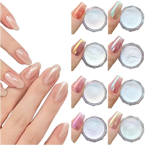 Vista 19 de Polvos holográficos de espejo para uñas, efecto dorado cromado, lentejuelas de polvo metálico puro, gel UV, pigmento de polvo cromado negro